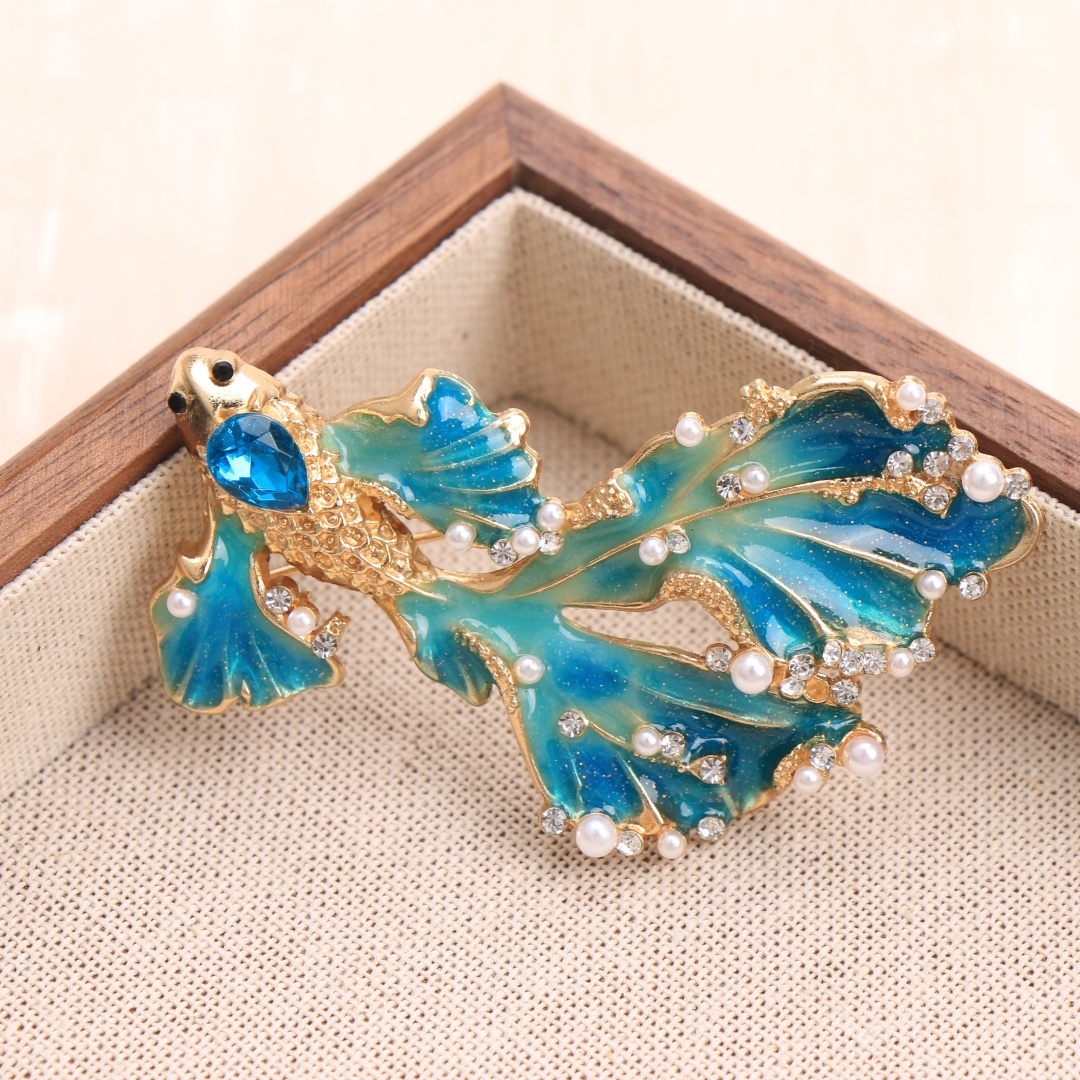 Baroque Goldfish Brooch, Luxury Fashion Accessory